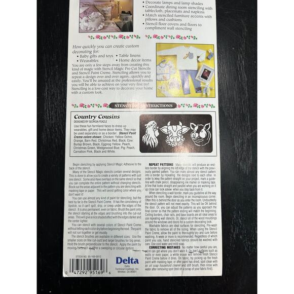 90s Vintage- Stencil Magic by Delta -Country Cousins No. 95 19 0012 NWT - Picture 5 of 6